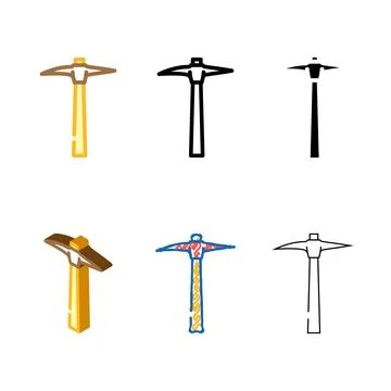 Pick axe blade color icon vector simplified Stock Illustration