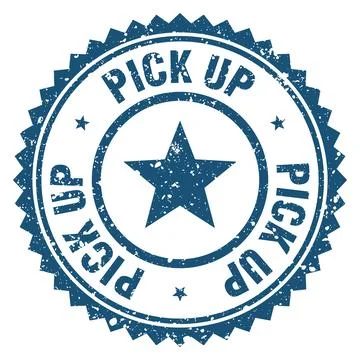 Pick up blue grunge round stamp. pick up stamp Stock Illustration