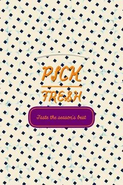 PICK FRESH text art with retro pop art palette and cube face grain texture patte Stock Illustration