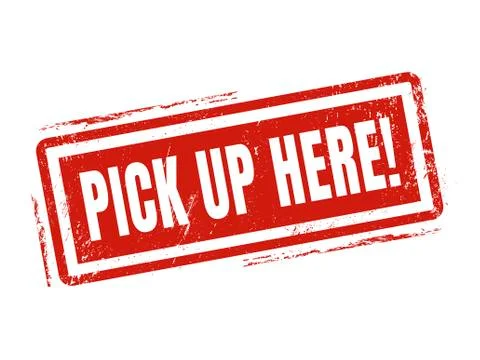Pick up here red stamp style Stock-Illustration