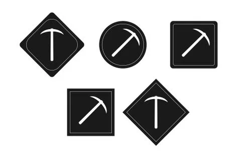 Pick icon on black square and circle, simple flat design イラスト素材