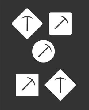 Pick icon on white square and circle, simple flat design 스톡 일러스트