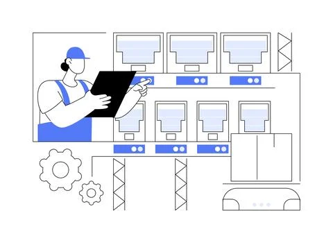 Pick-to-light system abstract concept vector illustration. Stock Illustration