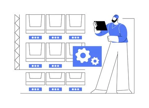 Pick-to-light system isolated cartoon vector illustrations. Ilustración de archivo