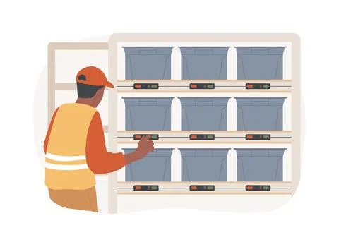 Pick-to-light system isolated cartoon vector illustrations. Ilustración de archivo