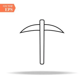 Pick line icon vector pickax flat sign symbols logo illustration isolated on Stock Illustration