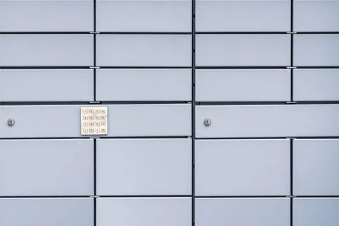 Pick up locker box to receive parcels without contact Foto stock