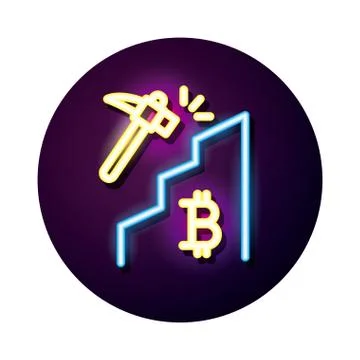 Pick mining bitcoin crypto currency neon style Stockillustratie