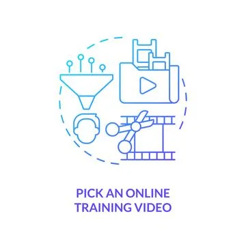 Pick online training video blue gradient concept icon Stock Illustration