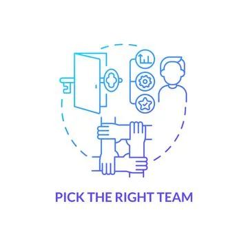 Pick right team blue gradient concept icon Ilustração Stock