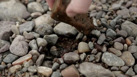 Pick Up Rock Close Up Slow Motion Stock Footage 101033160