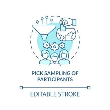 Pick sampling of participants turquoise concept icon Stock Illustration
