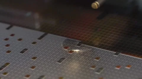 Pick up silicon die  in die attach machine in semiconductor manufacturing, Stock Footage 167153130