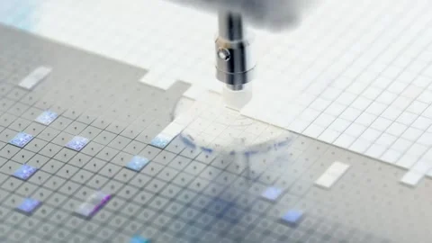 Pick up silicon die  in die attach machine in semiconductor manufacturing, Stock Footage 167153153