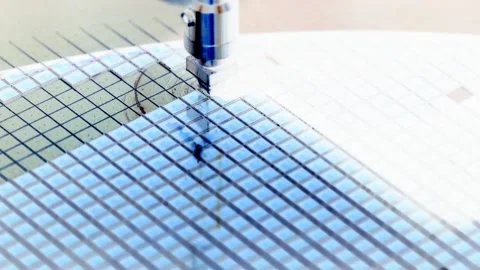 Pick up silicon die  in die attach machine in semiconductor manufacturing, Stock-Footage 167154775