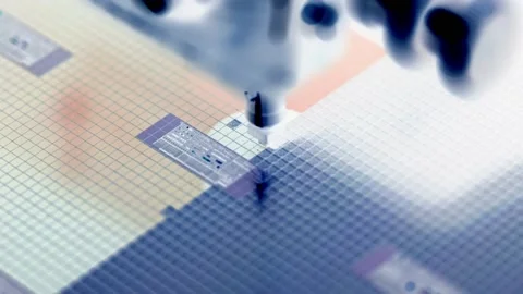 Pick up silicon die  in die attach machine in semiconductor manufacturing, Stock Footage 169895784