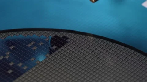 Pick up silicon die  in die attach machine in semiconductor manufacturing, Stock Footage 197035032