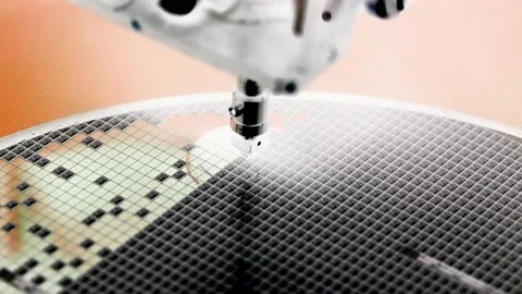 Pick up silicon die  in die attach machine in semiconductor manufacturing, Stock Footage 197035335