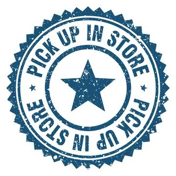 Pick up in store blue grunge round stamp. pick up in store stamp Stock Illustration