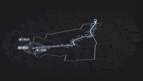Pick up taxi. Gps map navigation to own house. Detailed view of city. Passenger Stock Illustration