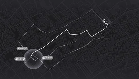 Pick up taxi. Gps map navigation to own house. Detailed view of city. Passenger Stock Illustration