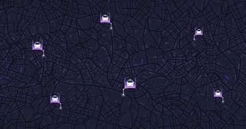 Pick up taxi. Gps map navigation to own house. Detailed view of city. Passenger Stock Illustration