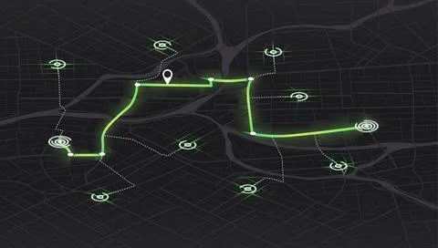 Pick up taxi. Gps map navigation to own house. Detailed view of city. City top Stock Illustration