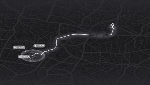 Pick up taxi. Gps map navigation to own house. Detailed view of city. Passenger Stock Illustration