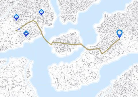 Pick up taxi. Gps map navigation. Passenger location sharing for taxi drive Ilustração Stock