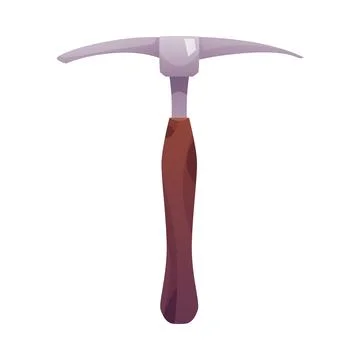 Pick tool, axe vector icon, cartoon iron or stone sharp blade with wooden handle Stock Illustration