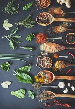Pick two and keep it moving. High angle shot of an assortment of herbs and Stock Photos