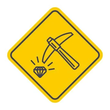 Pickaxe and diamond icon. Extraction of valuable resources. Illustrazione stock