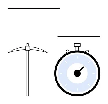 Pickaxe and Stopwatch Underlines Concept of Time and Effort Stockillustratie