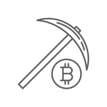 Pickaxe Bitcoin Mining Thin Line Symbol Icon Design Stock Illustration