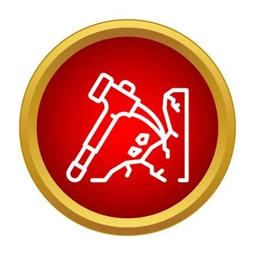 Pickaxe breaking rock symbol representing mining and demolition Stock Illustration