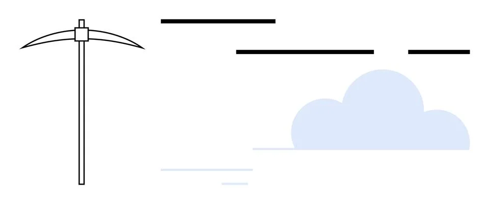 Pickaxe with Cloud and Abstract Elements Design Ideal for Technology and Da.. Illustrazione stock