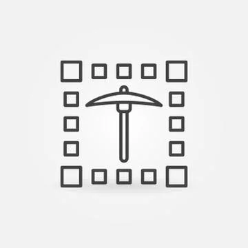 Pickaxe Data Mining outline vector concept icon Stock Illustration