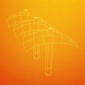 Pickaxe for extraction. Miners hand tool. Wireframe vector illustration Stock Illustration
