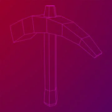 Pickaxe for extraction. Miners hand tool. Wireframe vector illustration Stock Illustration