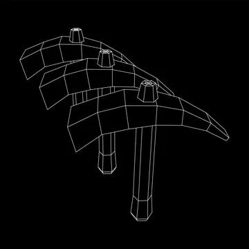 Pickaxe for extraction. Miners hand tool. Wireframe vector illustration Stock Illustration