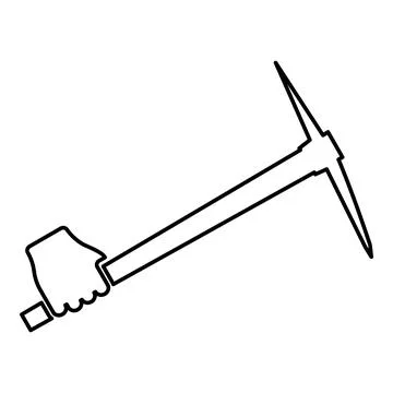 Pickaxe in hand tool in use Arm Digging and mining concept Industrial work Ma Stock Illustration