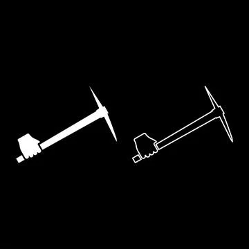 Pickaxe in hand tool in use Arm Digging and mining concept Industrial work Ma Stock Illustration