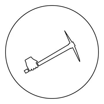 Pickaxe in hand tool in use Arm Digging and mining concept Industrial work Ma Stock Illustration