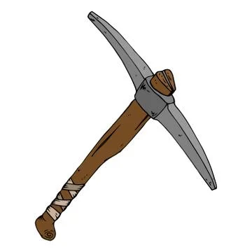 Pickaxe icon. Hand drawn pickaxe. Stock Illustration