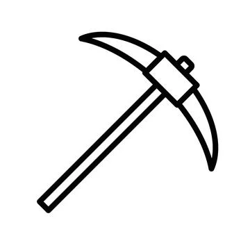 Pickaxe icon linear logo mark in black and white Stock Illustration