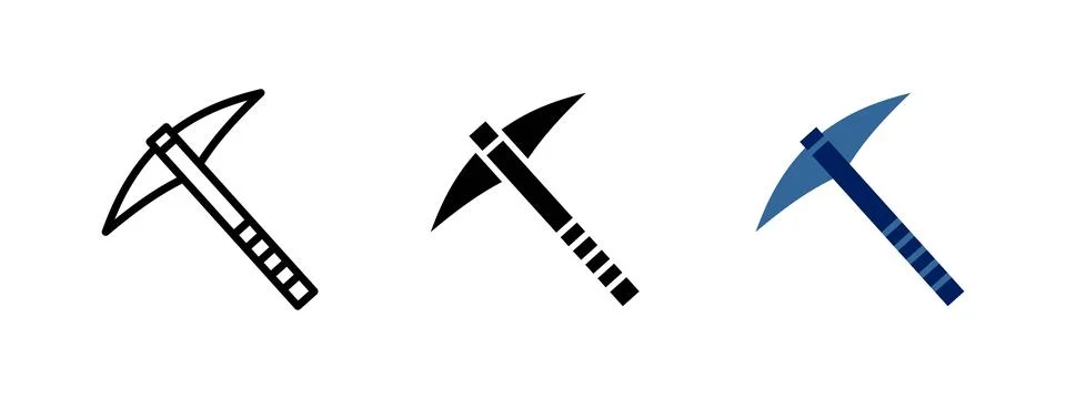 Pickaxe icon. Mining and excavation tool symbol. Construction, labor and re.. Stock Illustration