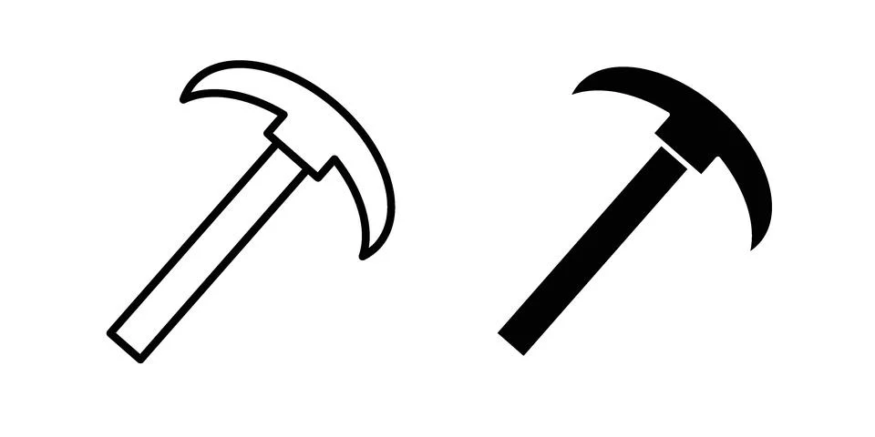 Pickaxe icon silhouette vector set. thin line pack Stock Illustration