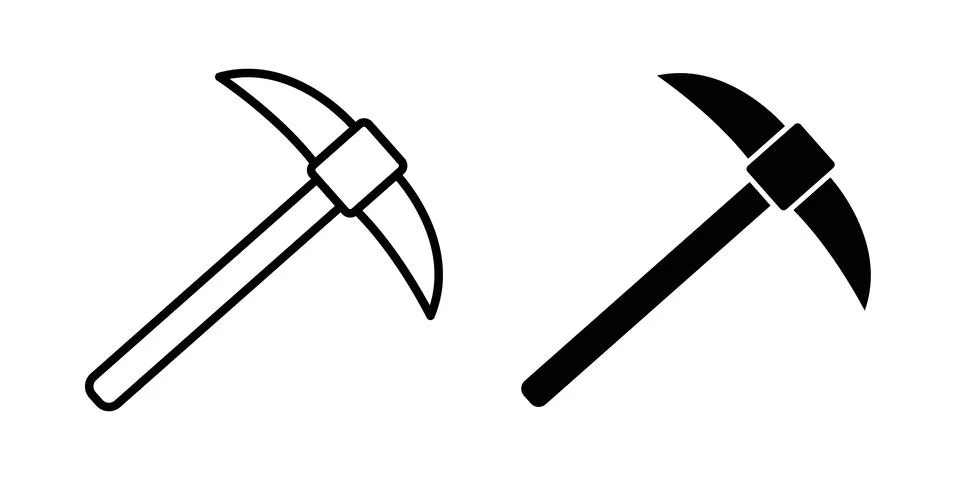 Pickaxe icon symbol. Flat and Stroke Vector illustration Stock Illustration