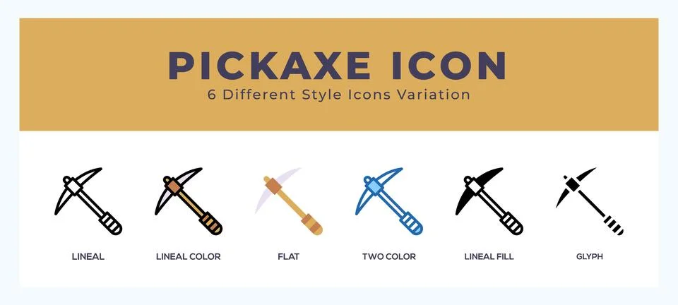 Pickaxe icon symbol. isolated. vector illustration with different styles Stock Illustration