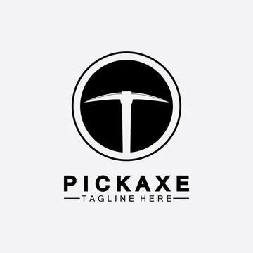 Pickaxe Logo Vector icon symbol illustration Design template, Mining Concept  Stock Illustration